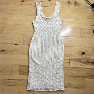 House of Harlow 1960 Cream Knit Double Lined Midi Dress | Size Large